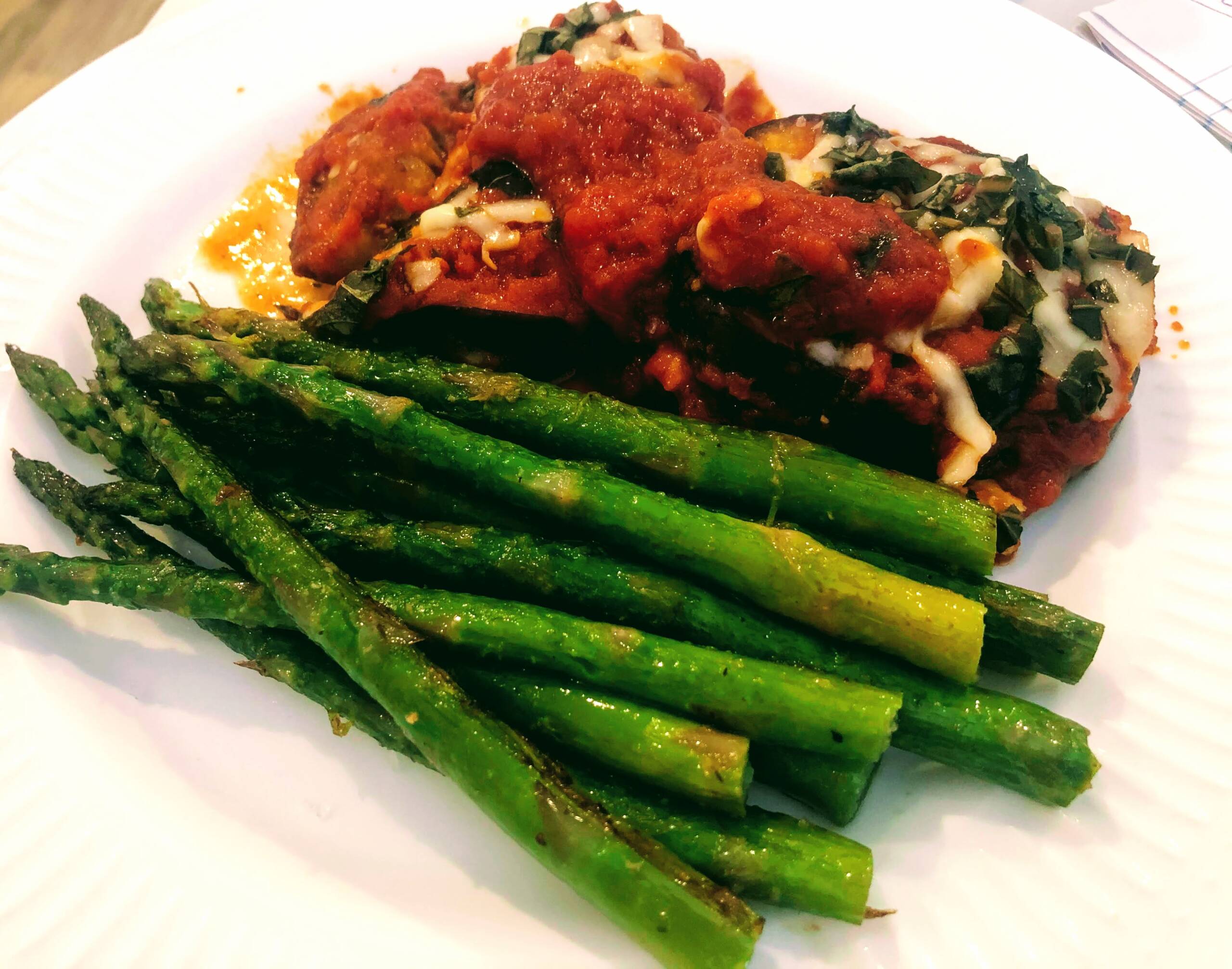 Eggplant Parmesan with Asparagus